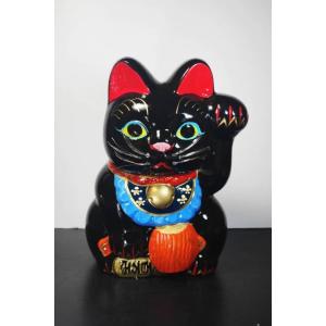 日本製24ｃｍ黒い招き猫貯金箱 HO192 [千客万来/日本製/アウトレット品/開店祝い/法人向け/...