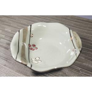 KB036・フリル中鉢　しだれ梅 [美濃焼/日本製/陶磁器/変形/手業/グレー/和風/副菜/おしゃれ...