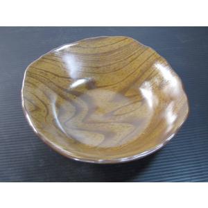 KB173 木目48角浅鉢　薄茶 ★アウトレット品★