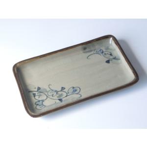 KZ008 益子釉手描きつる草のり皿 アウトレット品