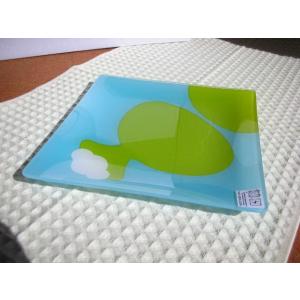 ガラス・フラッフイースクエアプレート20cmブルーHMZ-AP2001FUBL  KZ018