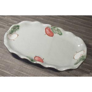 かぶらフリル焼き物皿 [美濃焼/日本製/陶磁器/和食器/変形/楕円/手業/グレー/和風/中皿/おしゃ...