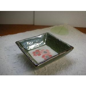 KZ047 織部格子桜正角皿　小★アウトレット品こみ★DBH