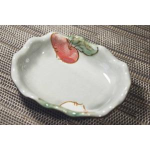 紅白かぶらフリル楕円千代口・ミニ小皿 [美濃焼/日本製/陶磁器/和食器/和風/箸休め/醤油入れ/野菜...