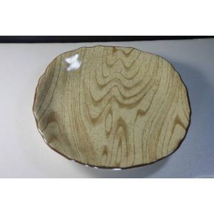 木目65皿　黄瀬戸　[美濃焼/日本製/陶磁器/和食器/和風/中皿/盛皿/平皿/木目調/ブラウン/おし...