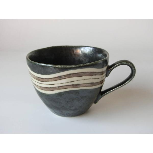 MC040　黒ウェーブコーヒーカップ　[美濃焼/日本製/陶磁器/アウトレット]