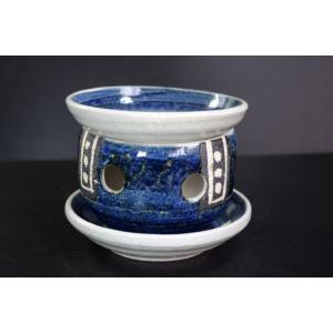 瑠璃　茶香炉１−８１　[万古焼/萬古焼/日本製/陶磁器/和風/ブルー/青/紺/アロマ/茶葉]