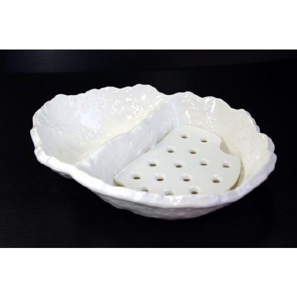 OB073 ホワイトクリーム仕切り20.3cm水切り鉢★アウトレット品こみ★YTG