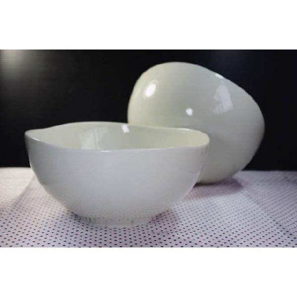 OB089黄色がかったクリーム色のウェーブ・サラダボウル★アウトレット品★DKZ