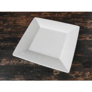 OZ018　白磁クロス正角22.7ｃｍ皿 [日本製/陶磁器/洋食器/洋風/大皿/盛皿/プラター/角/...