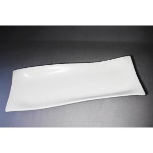 OZ019白マットウェーブ長角皿・サンマ皿 (11右)[陶磁器/和風/ほっけ/大皿/盛皿/角皿/30...