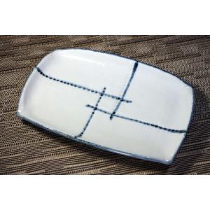 OZ029 青磁釉　格子焼き物皿20.8ｃｍ