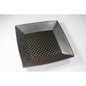 マットブラック・チェック20.8ｃｍ正角皿★アウトレット品★TYG  OZ062