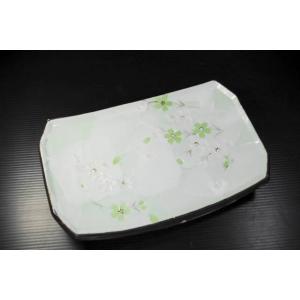 OZ113 コスモス　緑　長角8寸皿