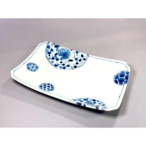 OZ168 藍凛堂・花伊万里長角焼き物皿   [美濃焼/日本製/陶磁器/和食器/和風/焼物皿/角皿/...