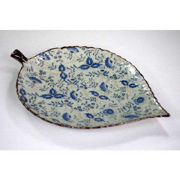 OZ234 有田「祥窯」の藍華27.6cm木の葉★アウトレット品こみ★AKS