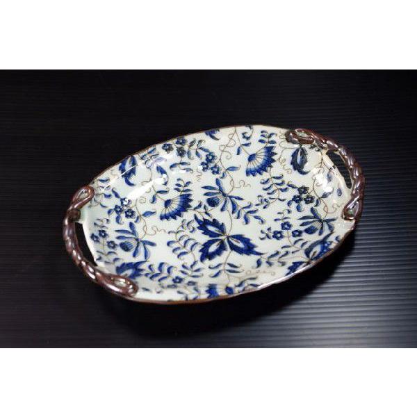 OZ236 藍華21.7cm手付き楕円皿★アウトレット品こみ★