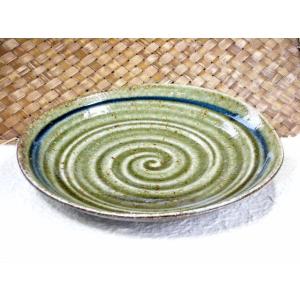 PS013　彩華織部はん点ブルーライン７５パスタ皿