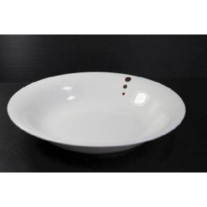 PS127 ドットクリーム21.2ｃｍスープ皿・カレー皿★アウトレット品★