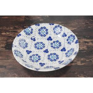 PS135　フラワーガーデン青21.5cmカレー皿　アウトレット品