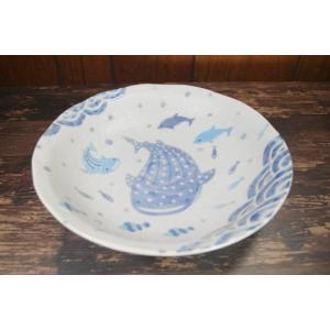 PS136　淡彩ジンベエザメ21.5cmカレー皿 　アウトレット品