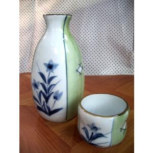 SK016　ヒワ桔梗徳利・盃1：1セット