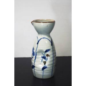 SK022手描き間取草花1合徳利 [美濃焼/日本製/陶磁器/酒器/とっくり/グレー/日本酒/お酒/熱...