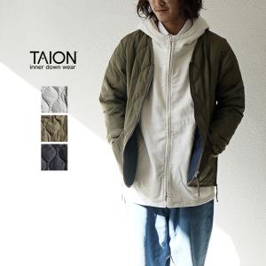 メンズ 長袖 大人"TAION タイオン　MILITARY W-ZIP V NECK DOWN JKT "ミリタリーWジップVネックダウンジャケット ダウンジャケット インナーダウン ベスト｜keeshop