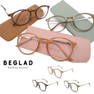 老眼鏡 おしゃれ ケース付 BEGLAD 3色のトレンドカラーとゴールドのテンプル リーディンググラス おすすめ スマホ老眼 ビグラッド BE1020 メール便送料無料