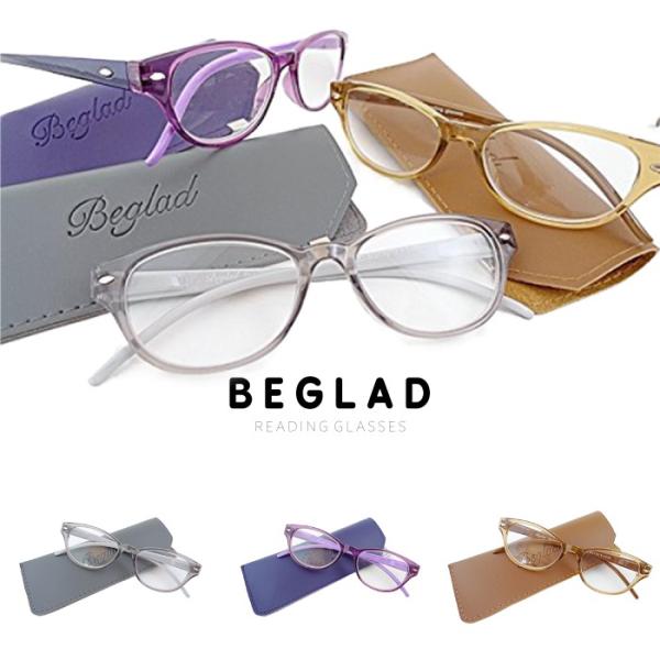 老眼鏡 おしゃれ ケース付 BEGLAD 細身のウエリントンにツートンカラーがオシャレリーディンググ...
