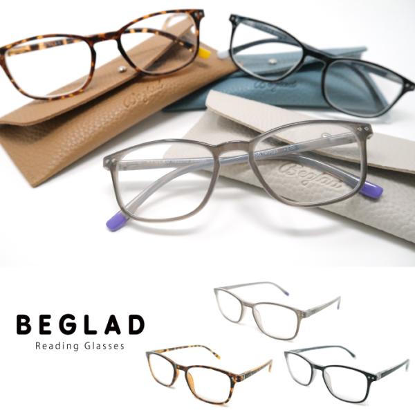 老眼鏡 おしゃれ ケース付 BEGLAD TM2023 ウェリントン ワンポイントがさりげなくおしゃ...