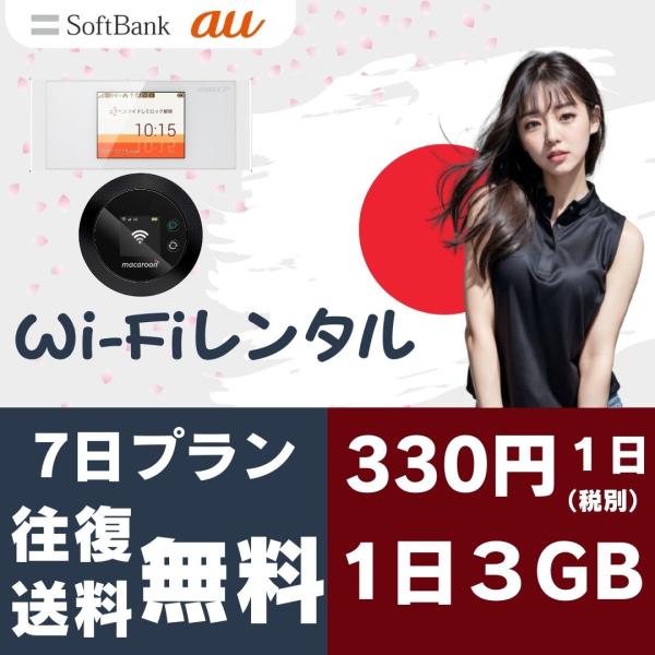 1日/3GB【7日プラン】【SOFTBANK回線】往復送料無料 即日発送【レンタル】1日当レンタル料...