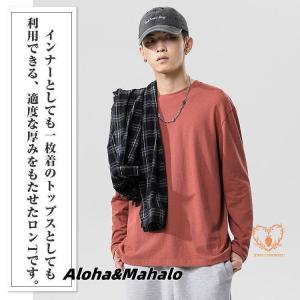 長袖 tシャツ メンズ 綿 おしゃれ ロンt ...の詳細画像3