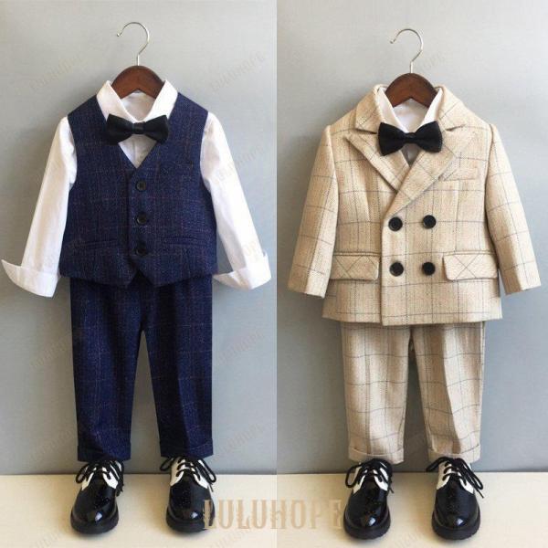 子供服 格子柄 スーツ 入学式 卒業式 男の子 タキシード キッズ 結婚式 発表会 卒園式 七五三 ...