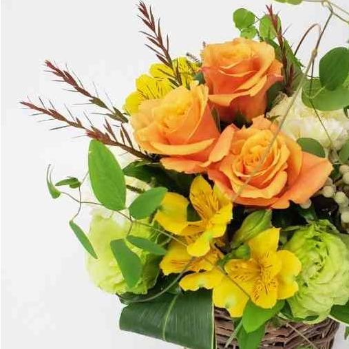 季節のアレンジメント 黄色 オレンジ系 贈り物 プレゼント フラワーアレンジ 2022 ギフト 秋 ...