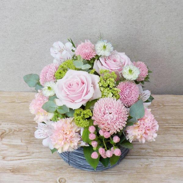 アレンジメント ピンク系 フラワーギフト  お誕生日 お祝い 歓送迎 母の日 プレゼント バースデー...