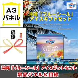 景品 ビンゴ 二次会 沖縄　「ブルーシール」　アイスギフトセット A3景品パネル＆引換券付き目録 （oba227）｜keihin-happy