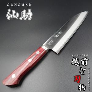 仙助 包丁 牛刀包丁 クロマックス鋼 180mm 黒合板柄 セミステンレス