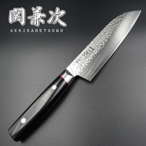彩雲 三徳包丁 関兼次 V金10号 170mm ダマスカス33層 ブラック