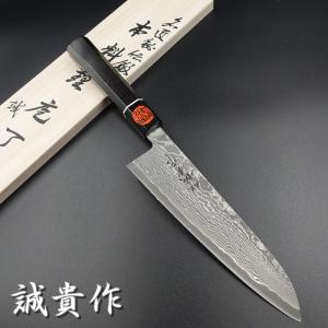 仙助 牛刀 包丁 SKD11 ダイス鋼 ダマスカス 73層 口金付黒合板柄