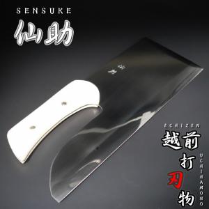 仙助 麺切り包丁 蕎麦包丁 ダマスカス 鏡面仕上げ 安来鋼青紙二