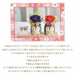 和風プリザーブドフラワー 夫婦ふくろう/ ギフ...の詳細画像2