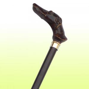 銀メッキ犬ハンドルステッキ No.48B（木製杖／最長93cm／日本製