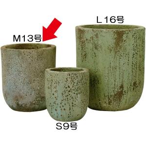 激安正規品超安値の植木鉢アビスユーポット緑m13号全高43cm 直径39cm 底穴あり釉薬陶器陶器鉢プランターポット 割引発見 の