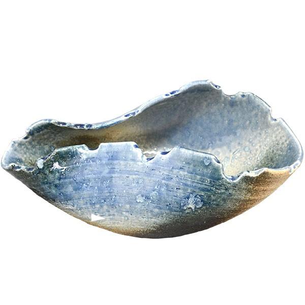 信楽焼 おしゃれ 水盤 フラワーベース 花器 インテリア 日本製 陶器 青ビードロほら貝型花器 11...