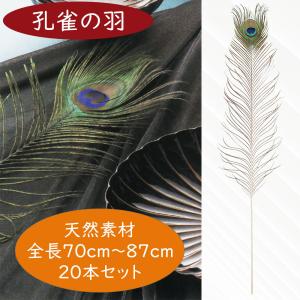 孔雀の羽根 人気 くじゃく 孔雀の羽 クジャクの羽 造花 70〜87cm 20本セット 天然素材  k1191｜keishin