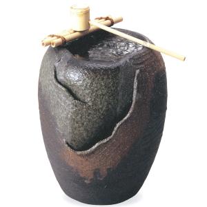 信楽焼 おしゃれ つくばい 蹲 国産品 日本製 陶器 湧き水つくばい響 竹 循環式モーター付｜keishin