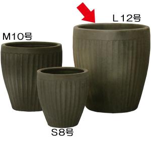 炭化グレー 鉢 プランター 全高36cm 直径36cm 植木鉢 2 シンタンビ 底穴あり 植木鉢 陶器鉢 燻し焼き テラコッタ 燻し焼き ハンドメイド 炭化焼成 ストライプ L12号 T2 2h13e 人工観葉植物と造花の通販ケイシン