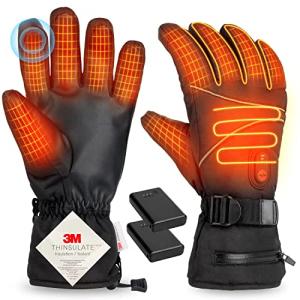 65℃最高温度 電熱手袋 バイク 電熱グローブ ２つ5000mAhバッテリー付き
