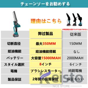 チェーンソー 充電式 電動チェーンソー 8イン...の詳細画像4